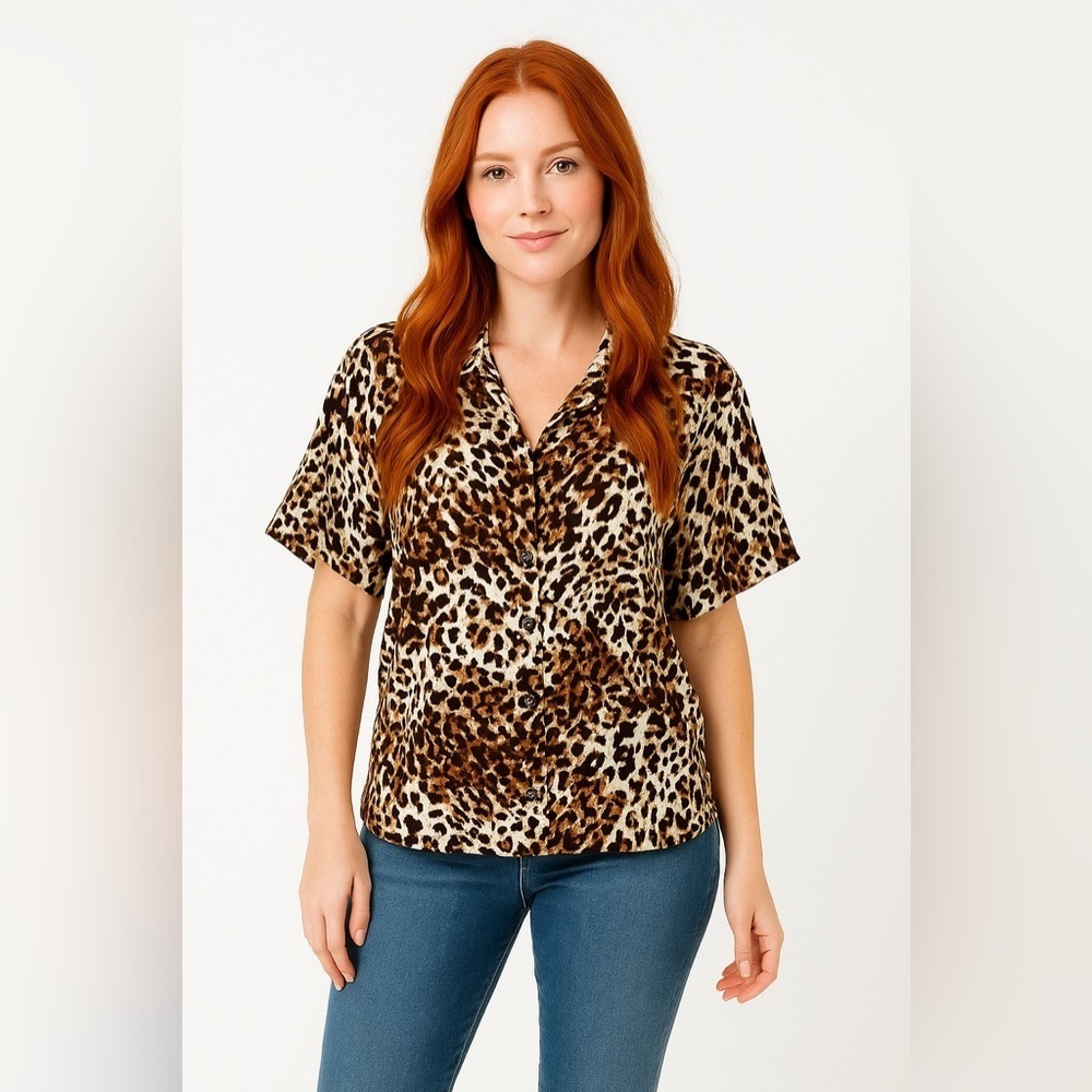 Gloria Vanderbilt casual size 3X animal print blouse